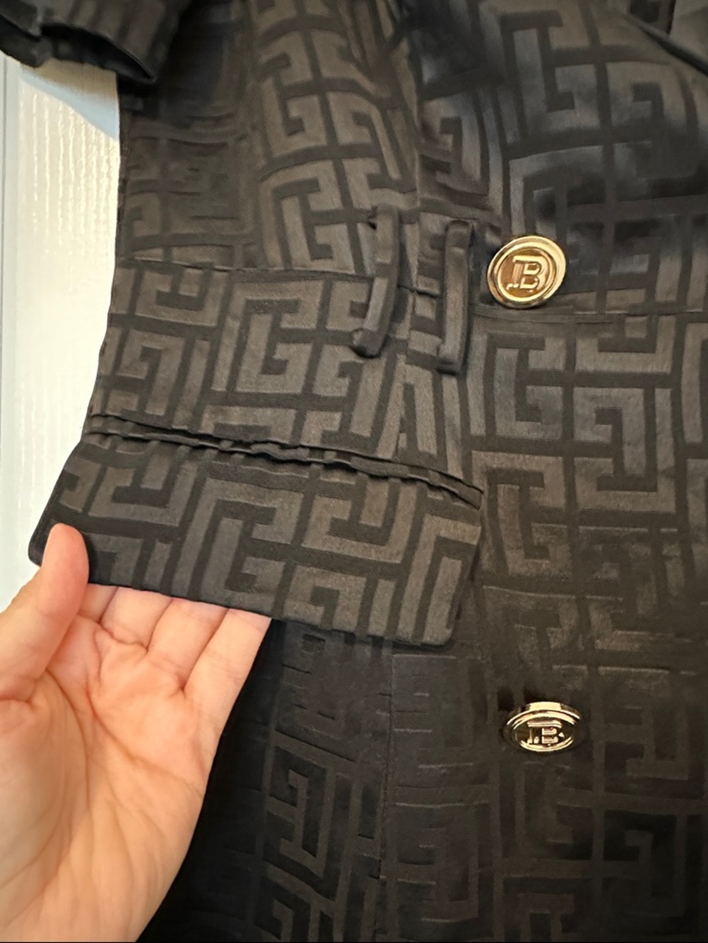 Balmain Black Jacquard Double-Breasted Blazer dress with Gold Buttons - Picture 2 of 7